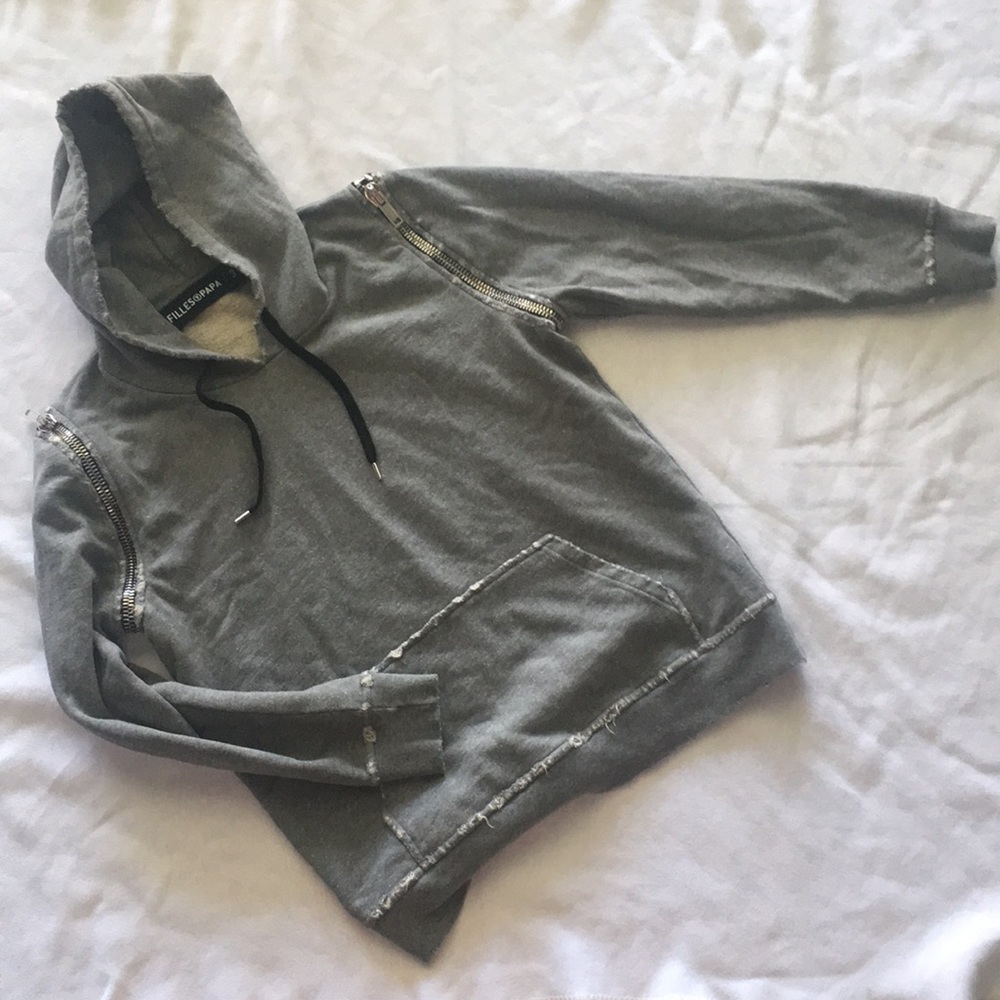 Filles a Papa Hoodie Sweatshirt w/ Zipper Shoulder